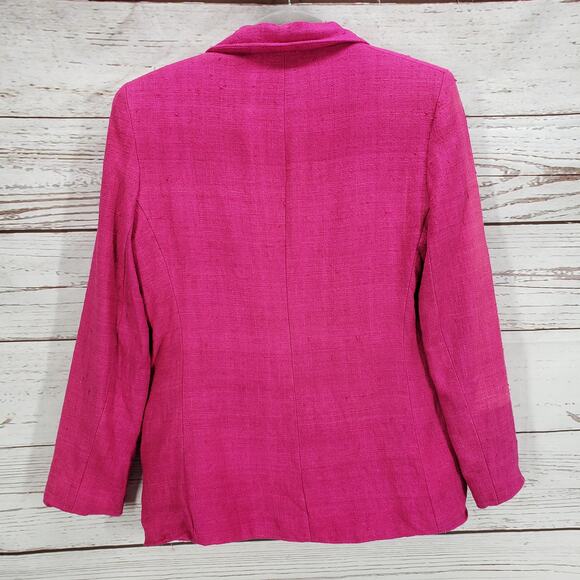 Persona Women's Magenta 100%Silk Single Button Blazer Jacket Size 2 - Picture 10 of 13